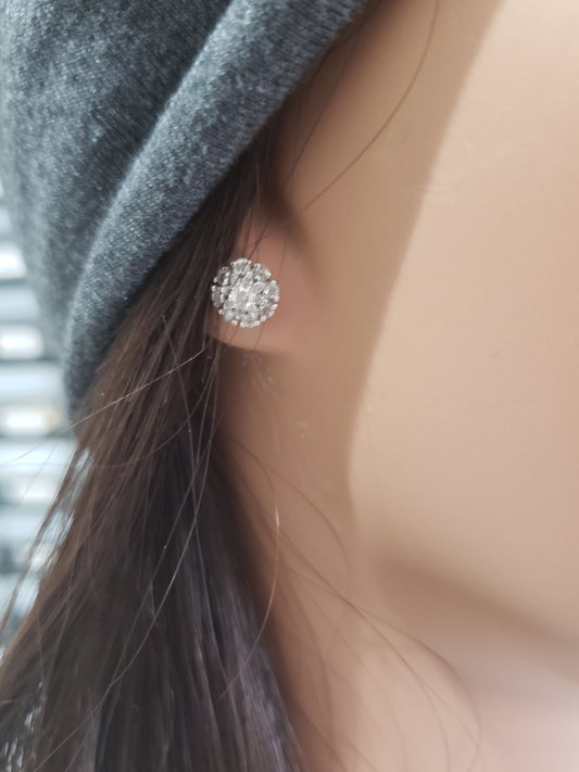 10K Gold And Diamond 3-Tier Circle Stud Earrings - HK Jewels