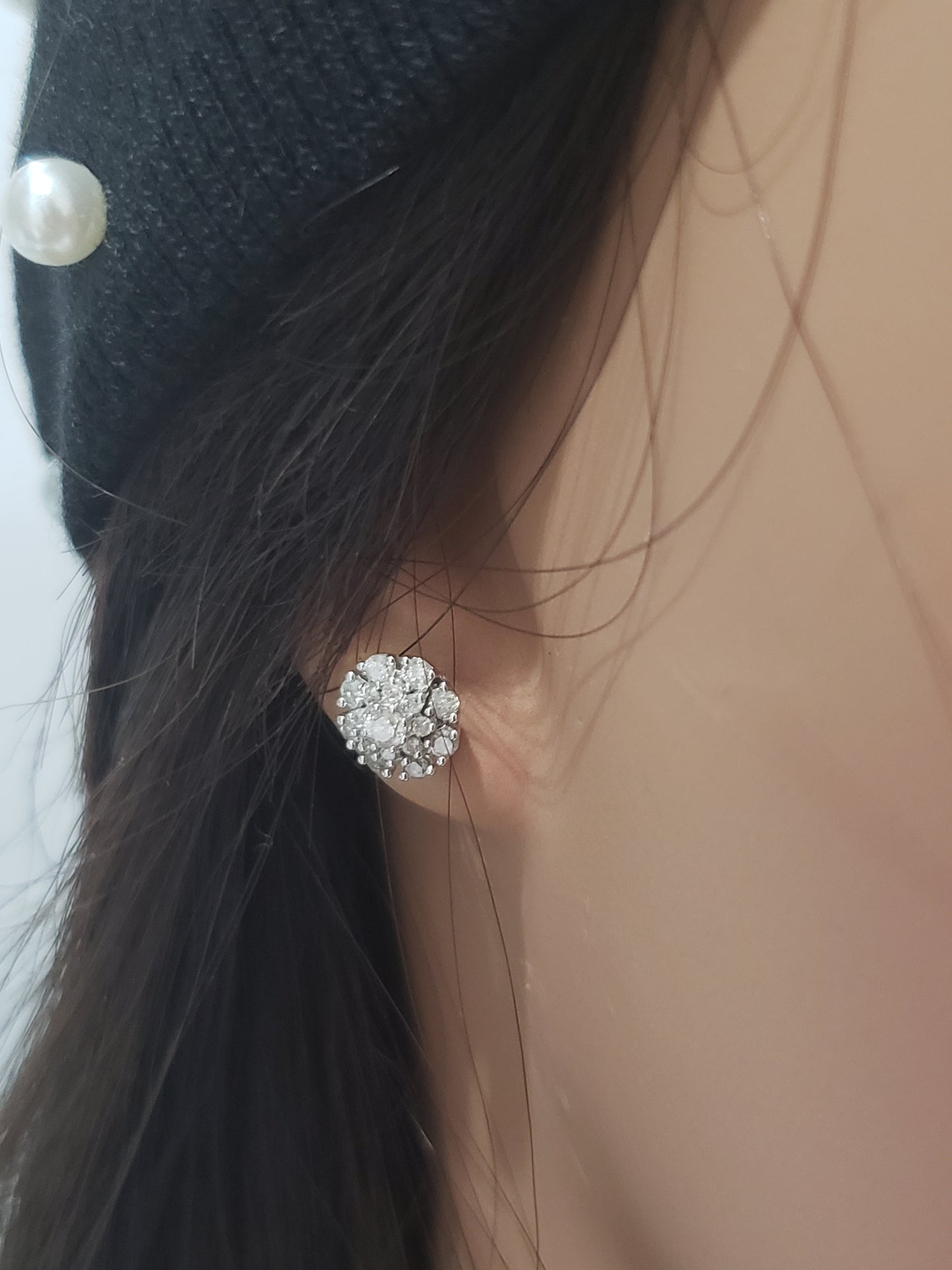10K Gold And Diamond 3-Tier Circle Stud Earrings - HK Jewels
