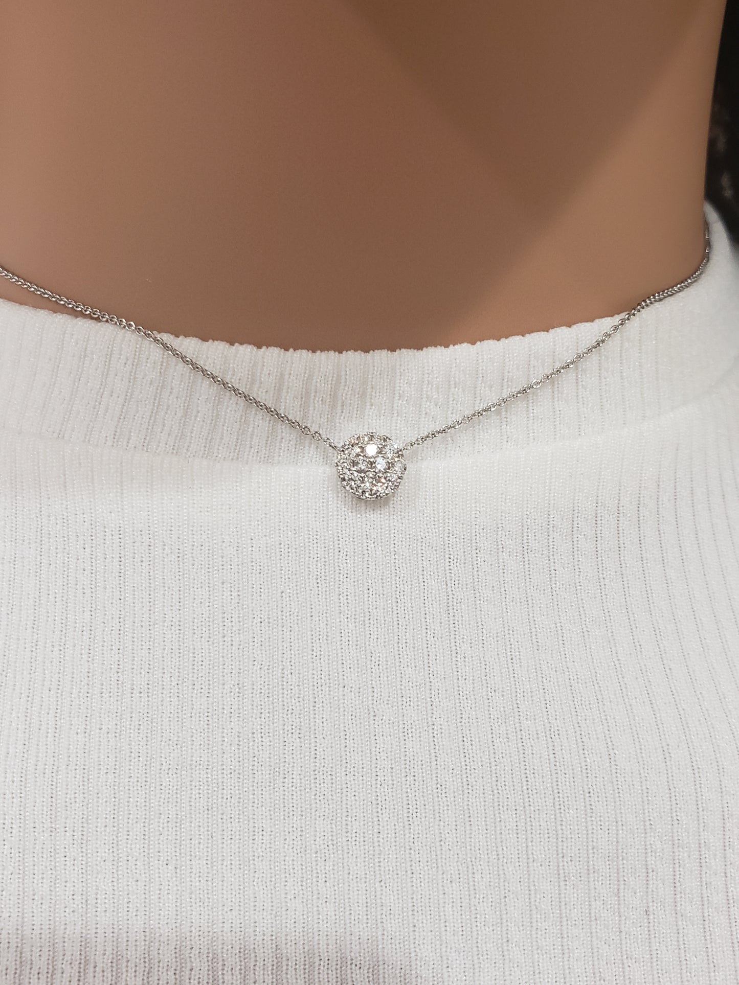 18k Small Pave Diamond Solitaire Necklace - HK Jewels