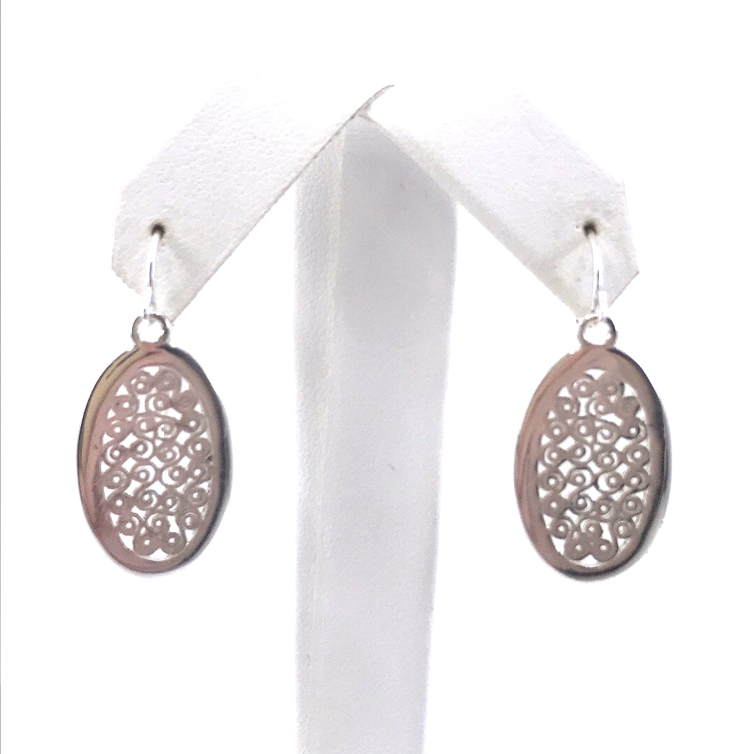 Sterling Silver Oval Earrings - HK Jewels