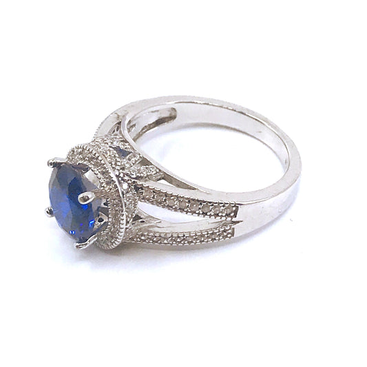 Sterling Silver Circle Stone Ring - HK Jewels