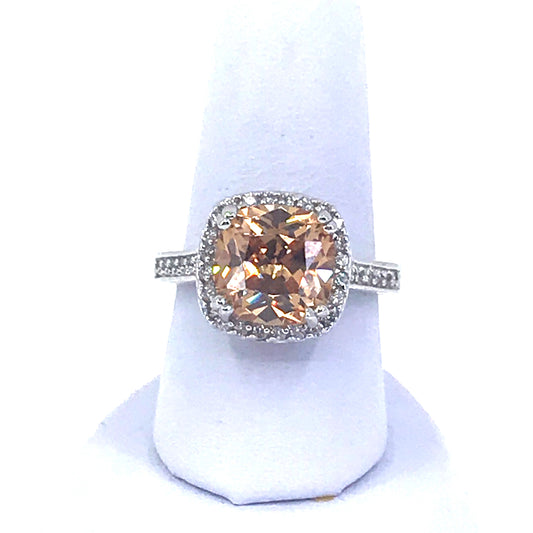 Sterling Silver Square Stone Ring - HK Jewels