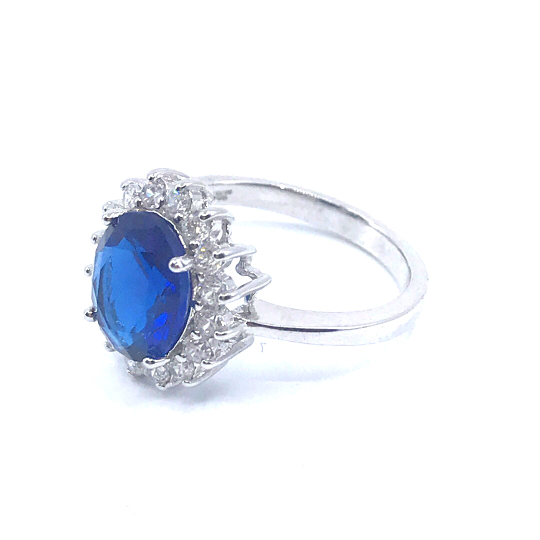 Sterling Silver Oval Stone Ring - HK Jewels