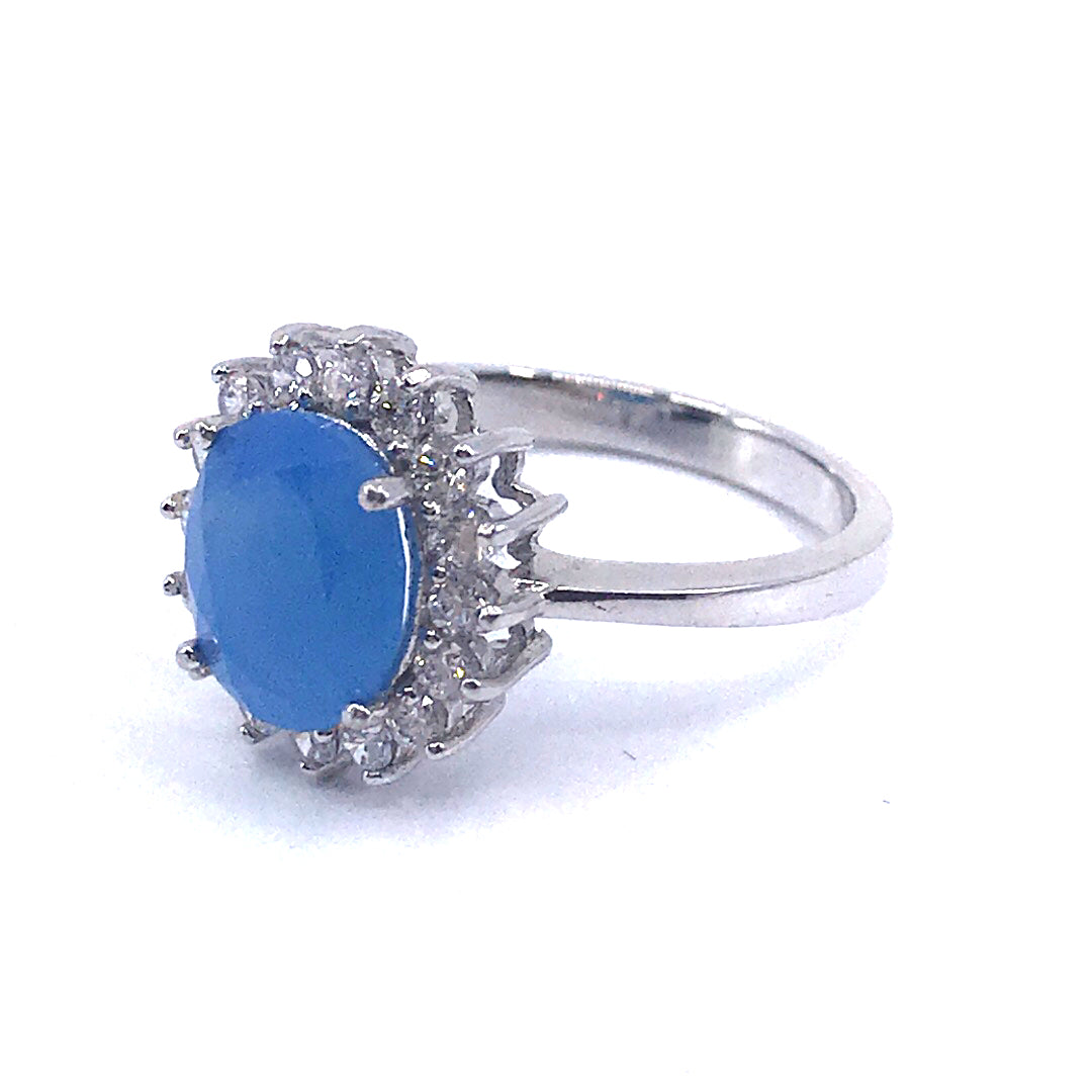 Sterling Silver Oval Stone Ring - HK Jewels