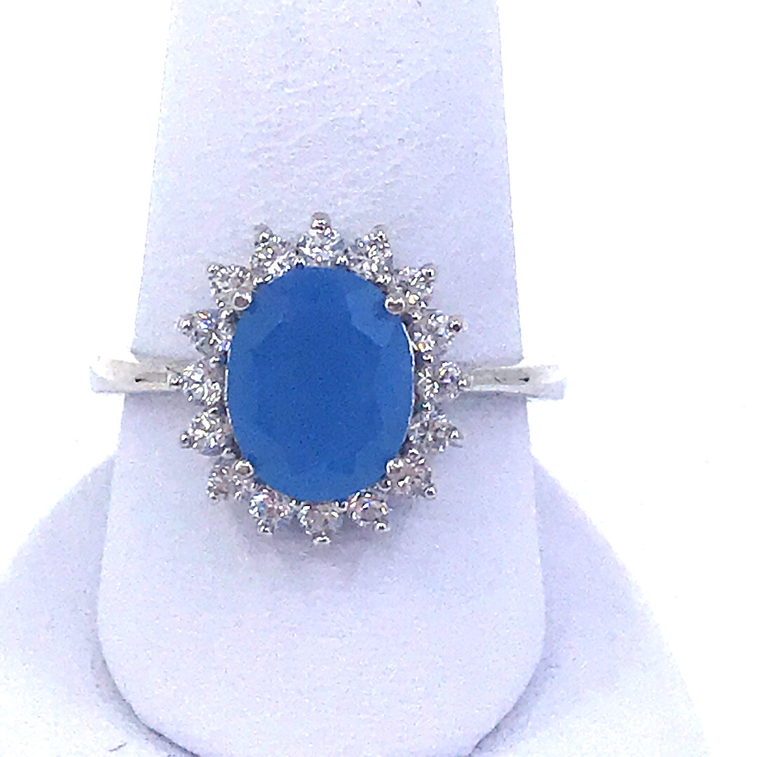 Sterling Silver Oval Stone Ring - HK Jewels