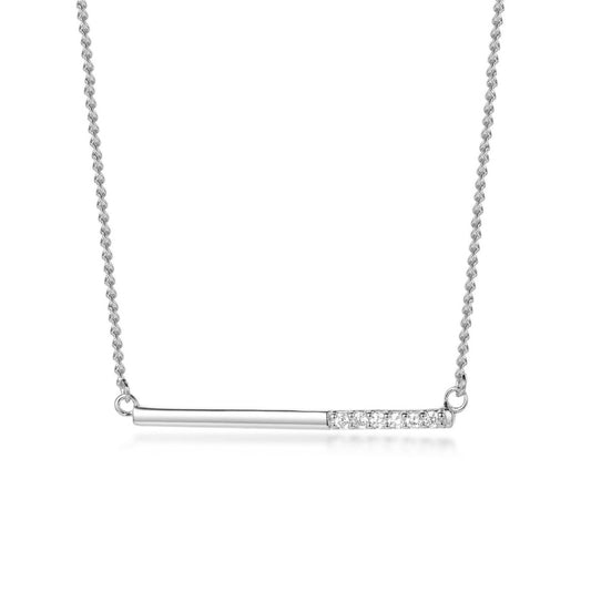 Sterling Silver Small 1/3 CZ Bar Necklace