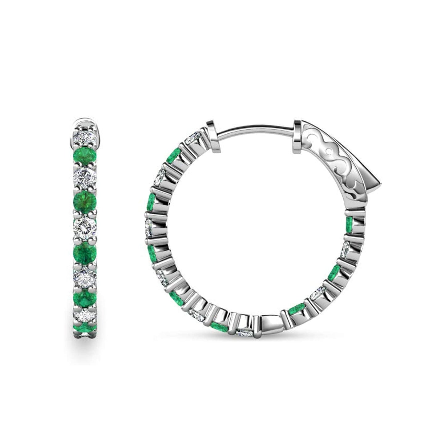 Surgical Steel Alternating Light Colorful and Clear CZ Hoop Earrings