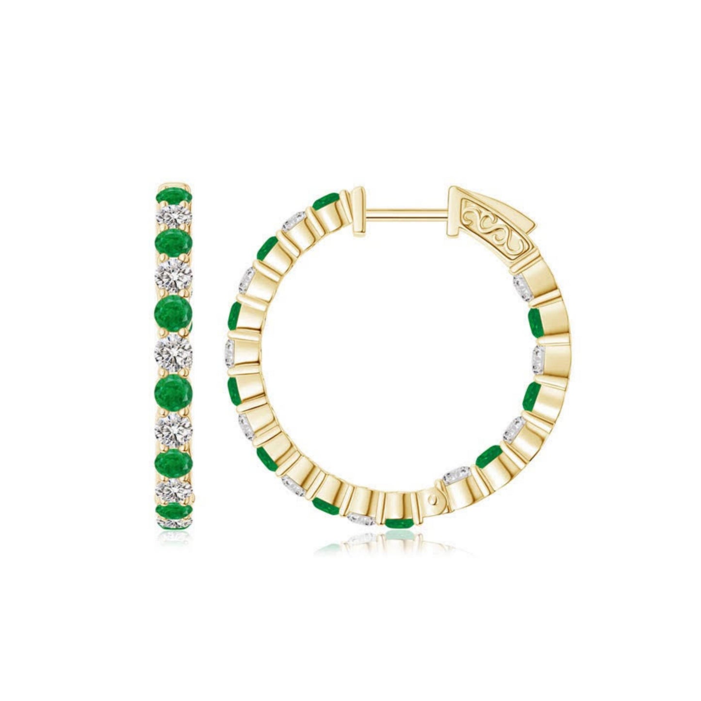 Surgical Steel Alternating Light Colorful and Clear CZ Hoop Earrings