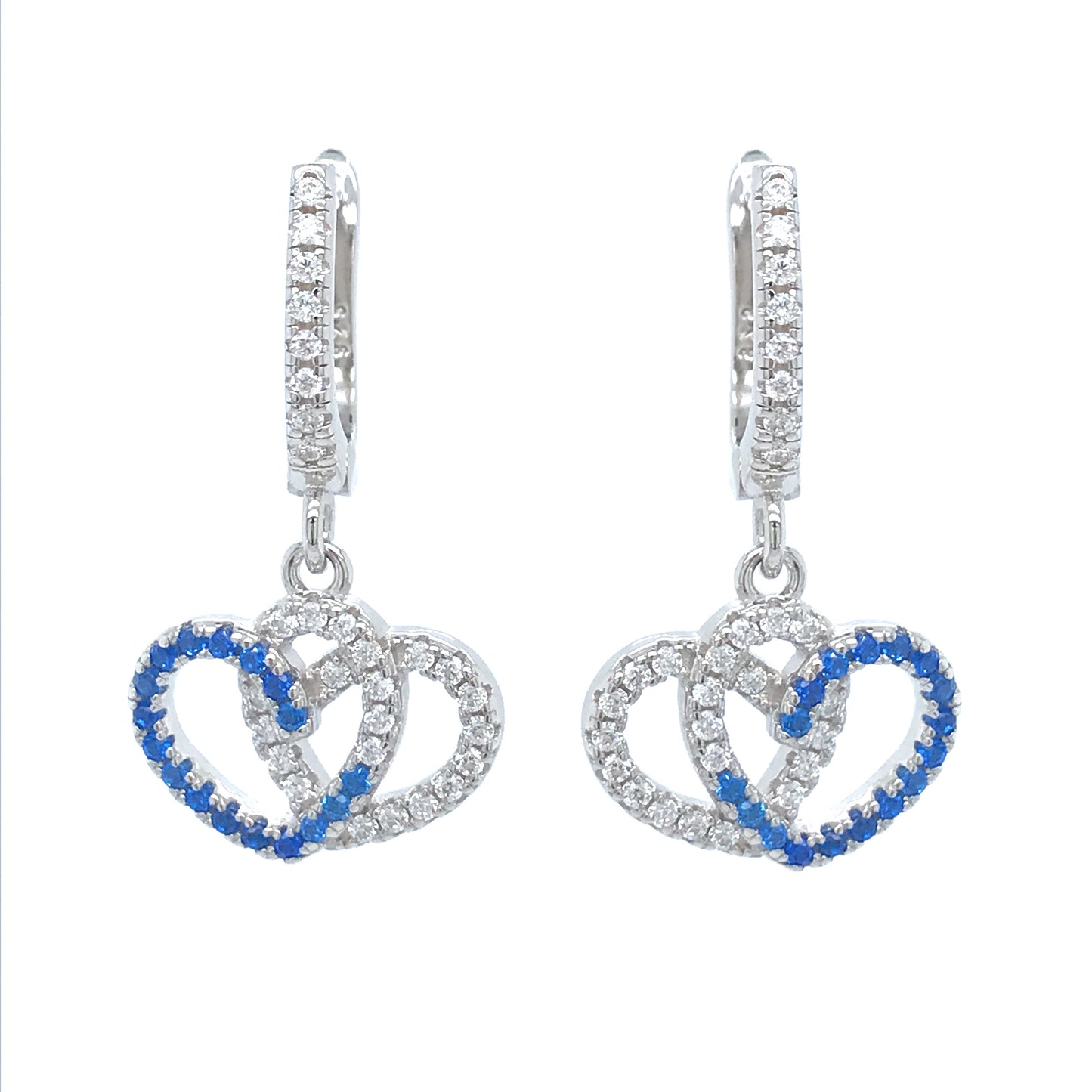 Sterling Silver Double Heart Earrings - HK Jewels