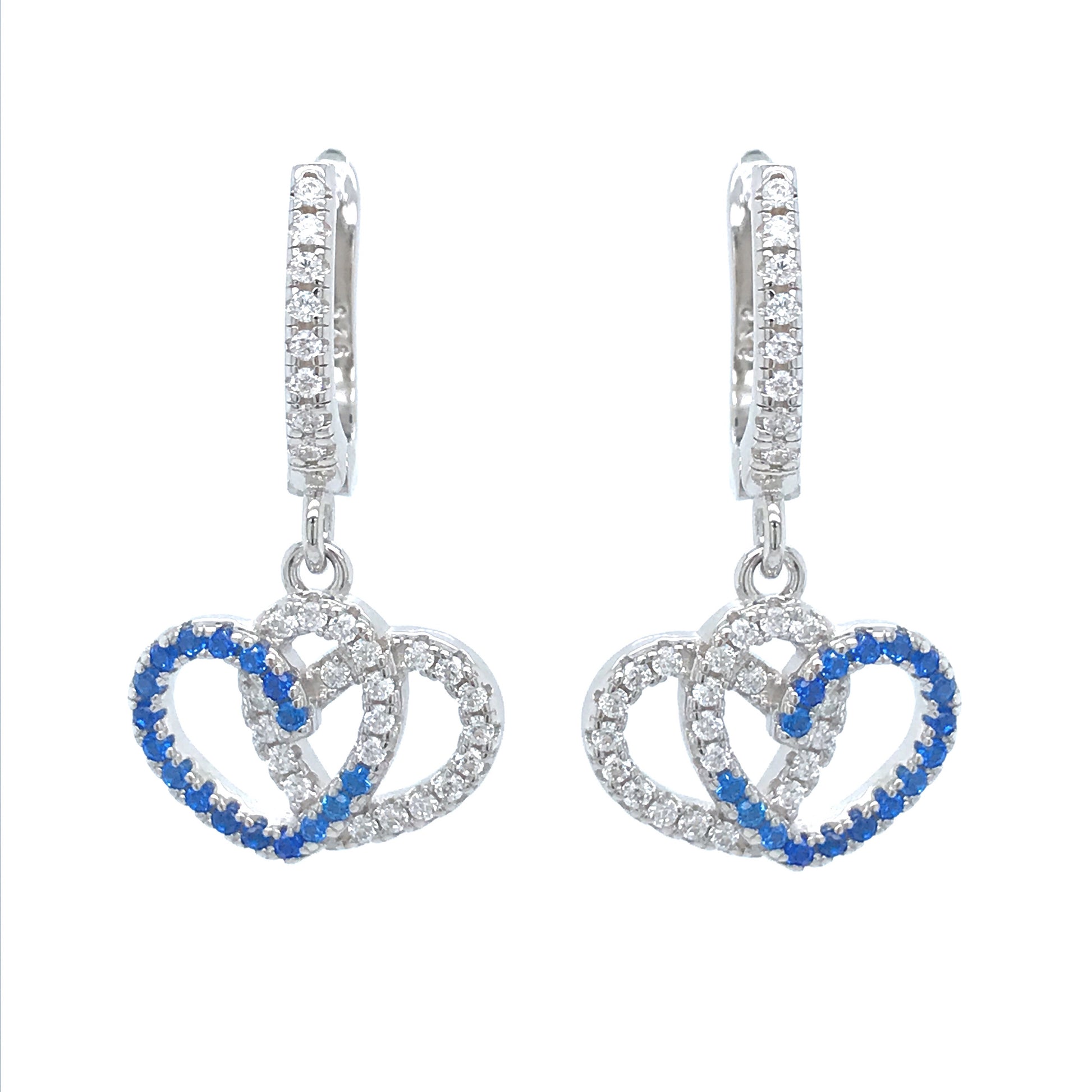 Sterling Silver Double Heart Earrings - HK Jewels