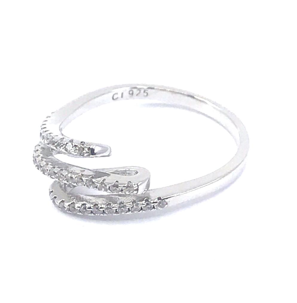 Sterling Silver Triple CZ Row Ring - HK Jewels