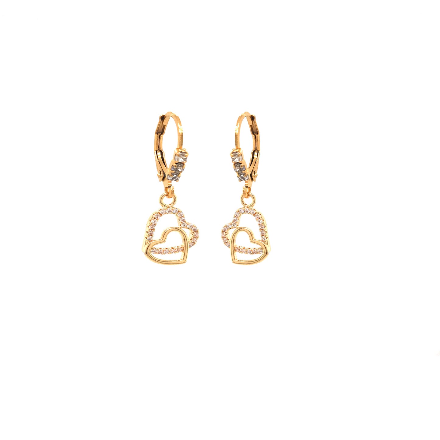 Surgical Steel Double Heart Champagne Earring - HK Jewels