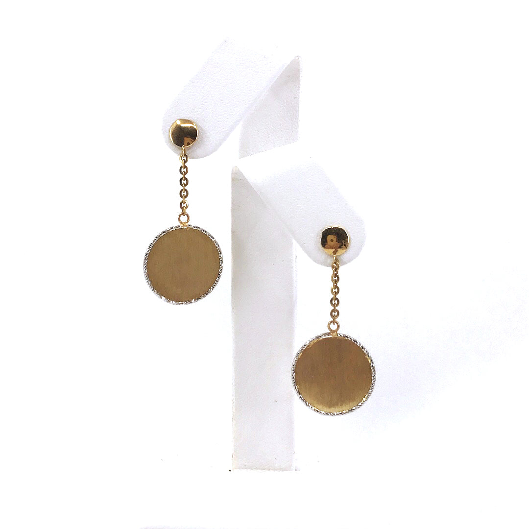 14K Gold Diamond Cut Circle Earrings - HK Jewels
