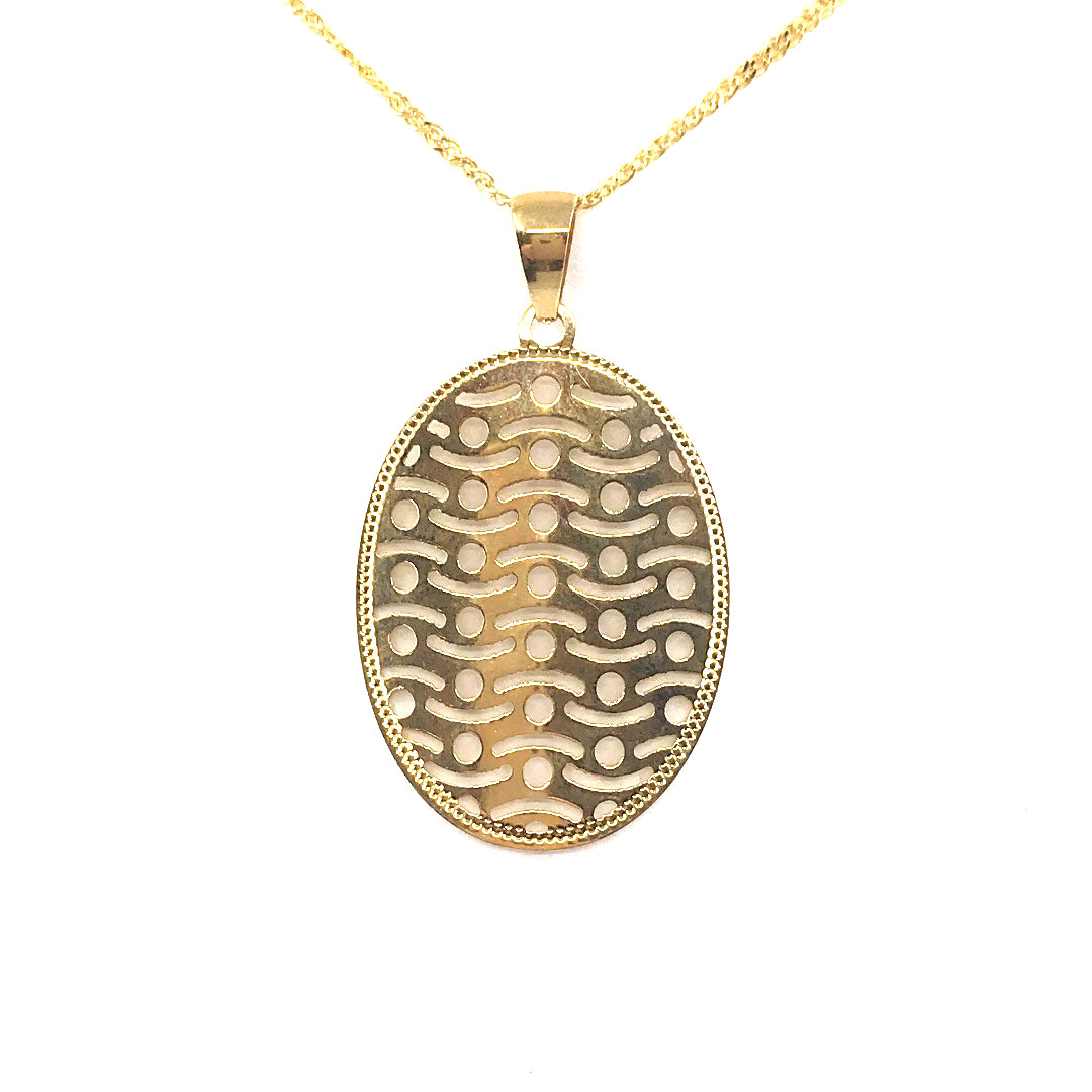 14K Gold Oval Pendant - HK Jewels