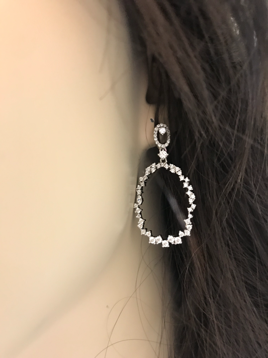 Sterling Silver Oval Cz Earring - HK Jewels