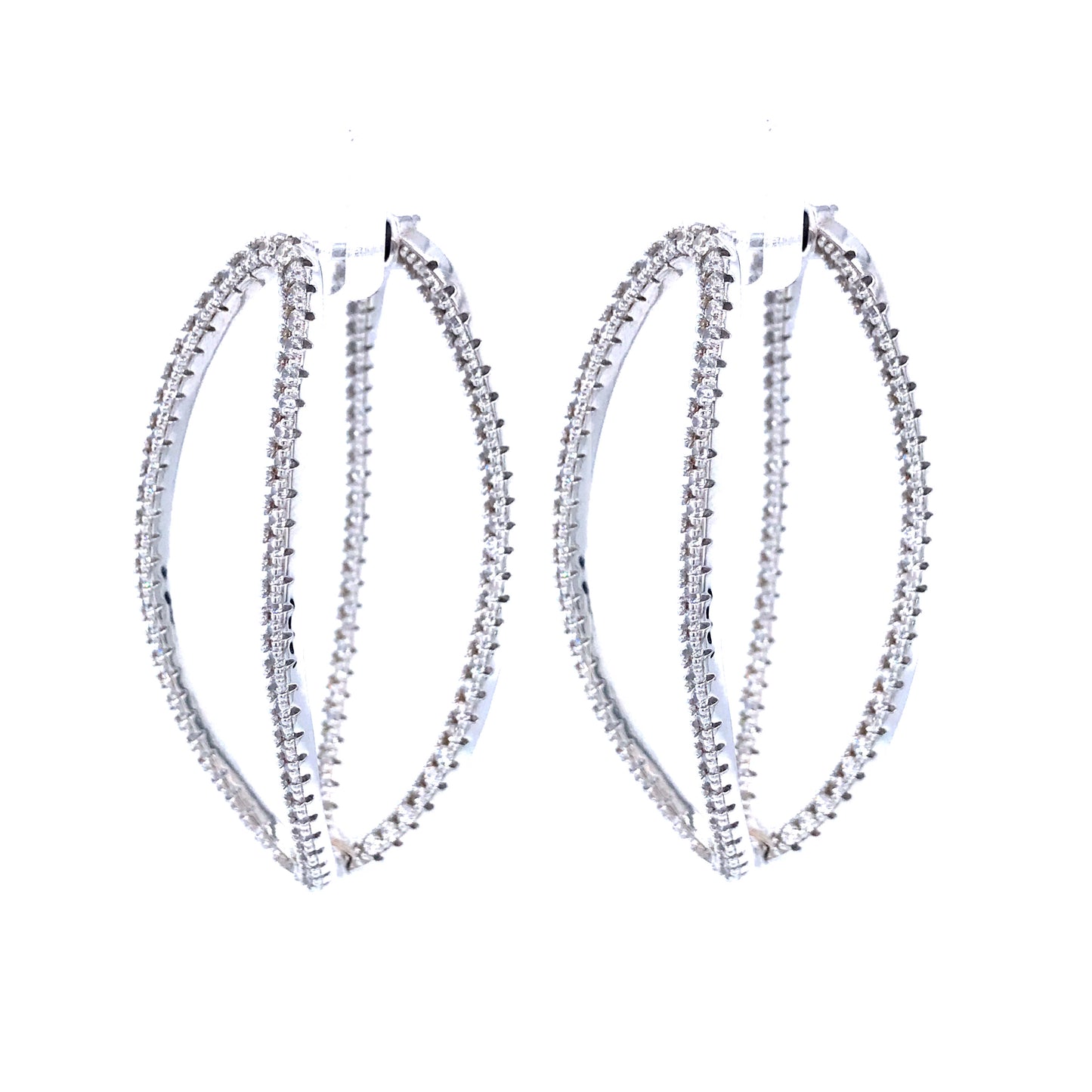 Sterling Silver Double Oval Earrings - HK Jewels