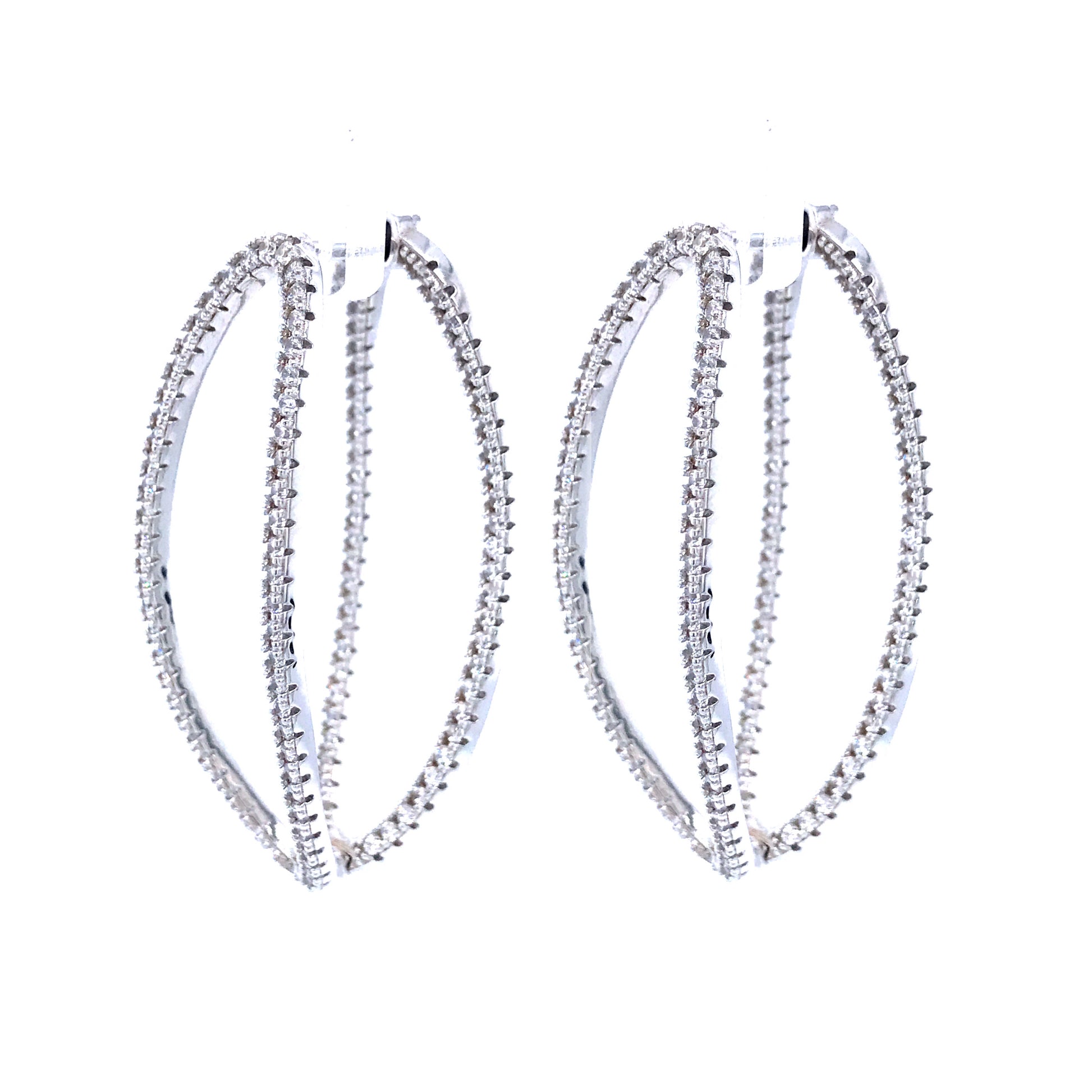 Sterling Silver Double Oval Earrings - HK Jewels