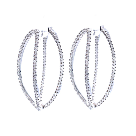 Sterling Silver Double Oval Earrings - HK Jewels