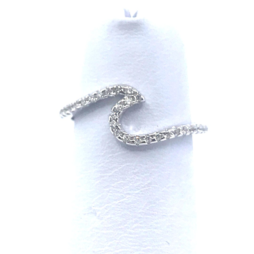 Sterling Silver CZ Wave Design Ring - HK Jewels