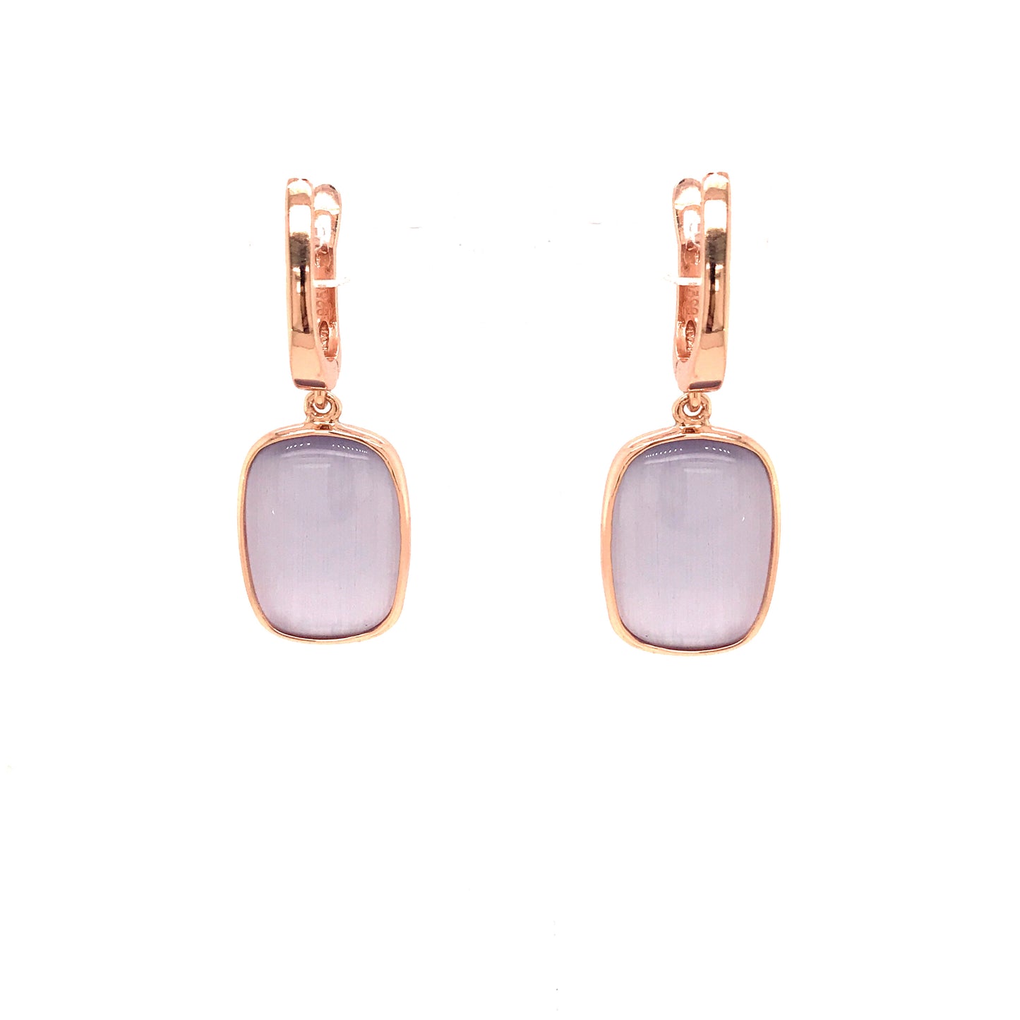 Rose Gold Plated Sterling Silver Purple Stone Earrings - HK Jewels