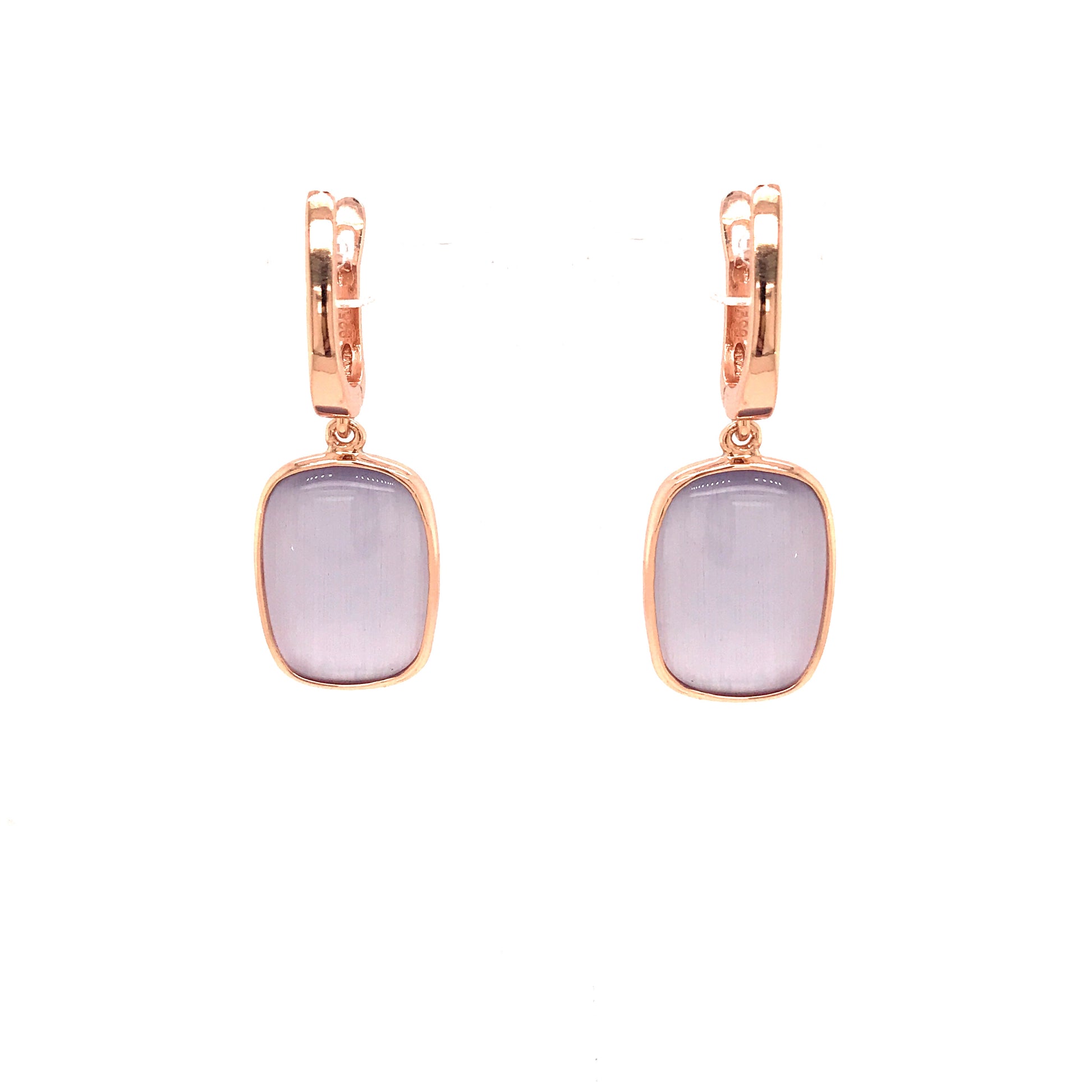 Rose Gold Plated Sterling Silver Purple Stone Earrings - HK Jewels