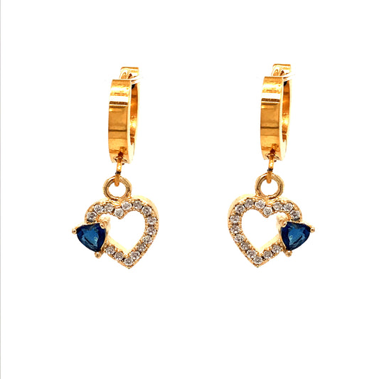 Surgical Steel Blue Heart Earrings - HK Jewels