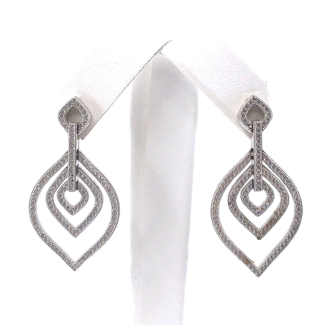 Sterling Silver Diamond-Shape Earrings - HK Jewels