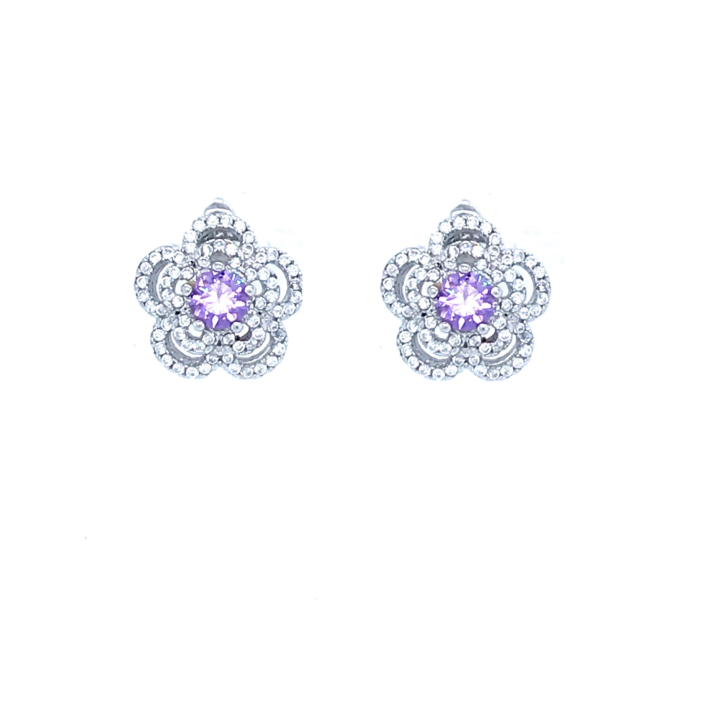 Sterling Silver Flower Stud Earrings - HK Jewels