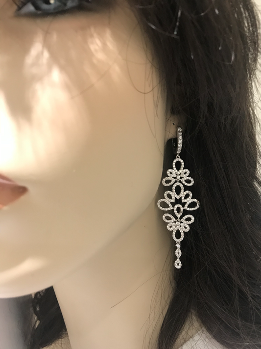 Sterling Silver Large Floral Earring - HK Jewels