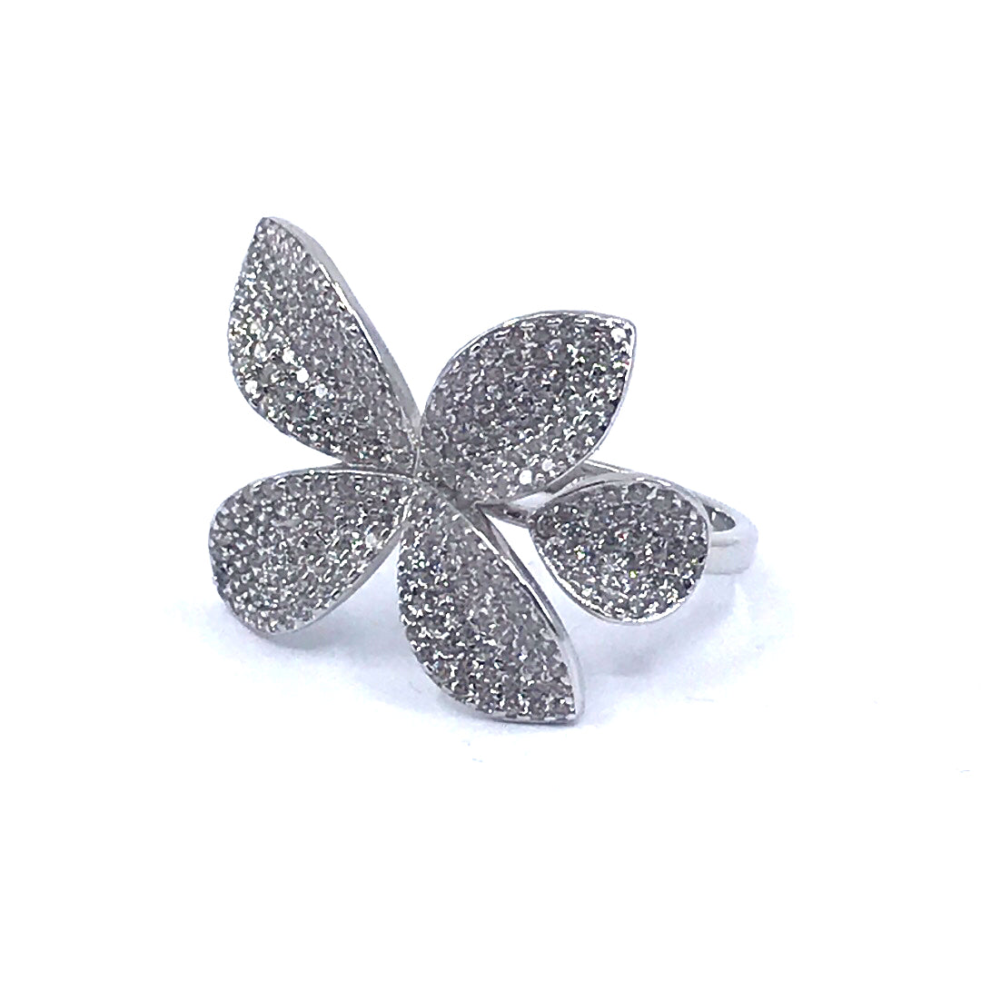 Sterling Silver Flower Ring - HK Jewels