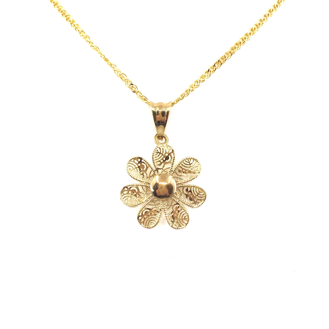 14K Gold Flower Pendant - HK Jewels