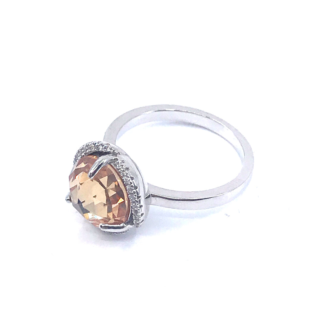 Sterling Silver Circle Stone Ring - HK Jewels