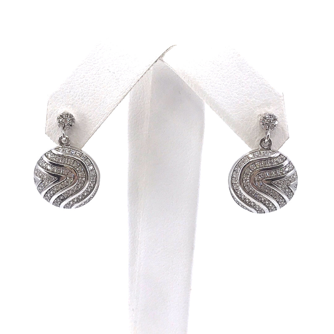 Sterling Silver Micro Pave CZ Swirl Circle Earrings - HK Jewels