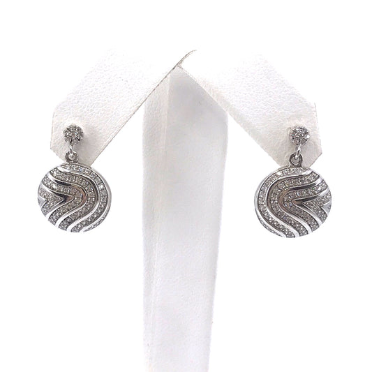 Sterling Silver Micro Pave CZ Swirl Circle Earrings - HK Jewels
