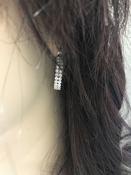 Sterling Silver CZ 24 mm Hoop Earrings - HK Jewels