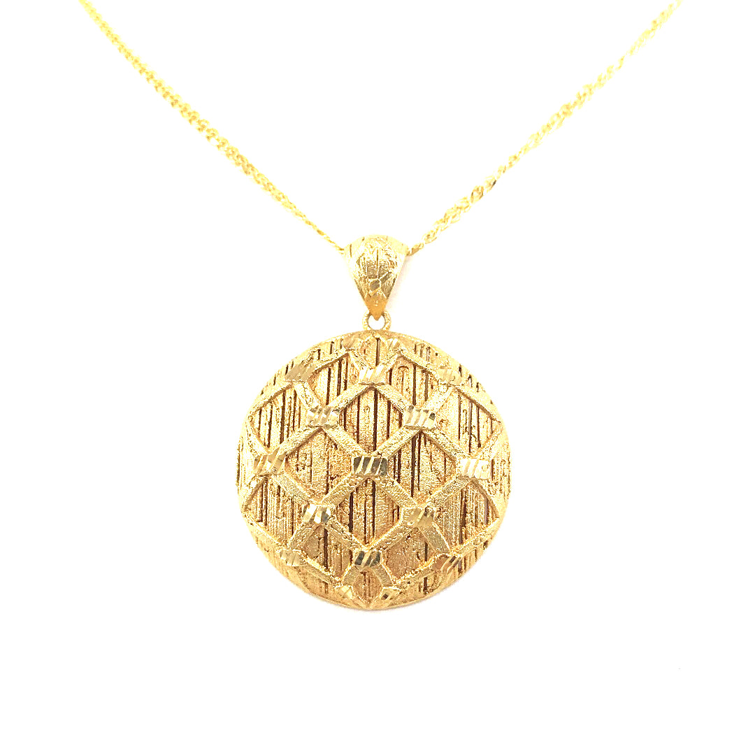 14K Gold Circle Pendant - HK Jewels