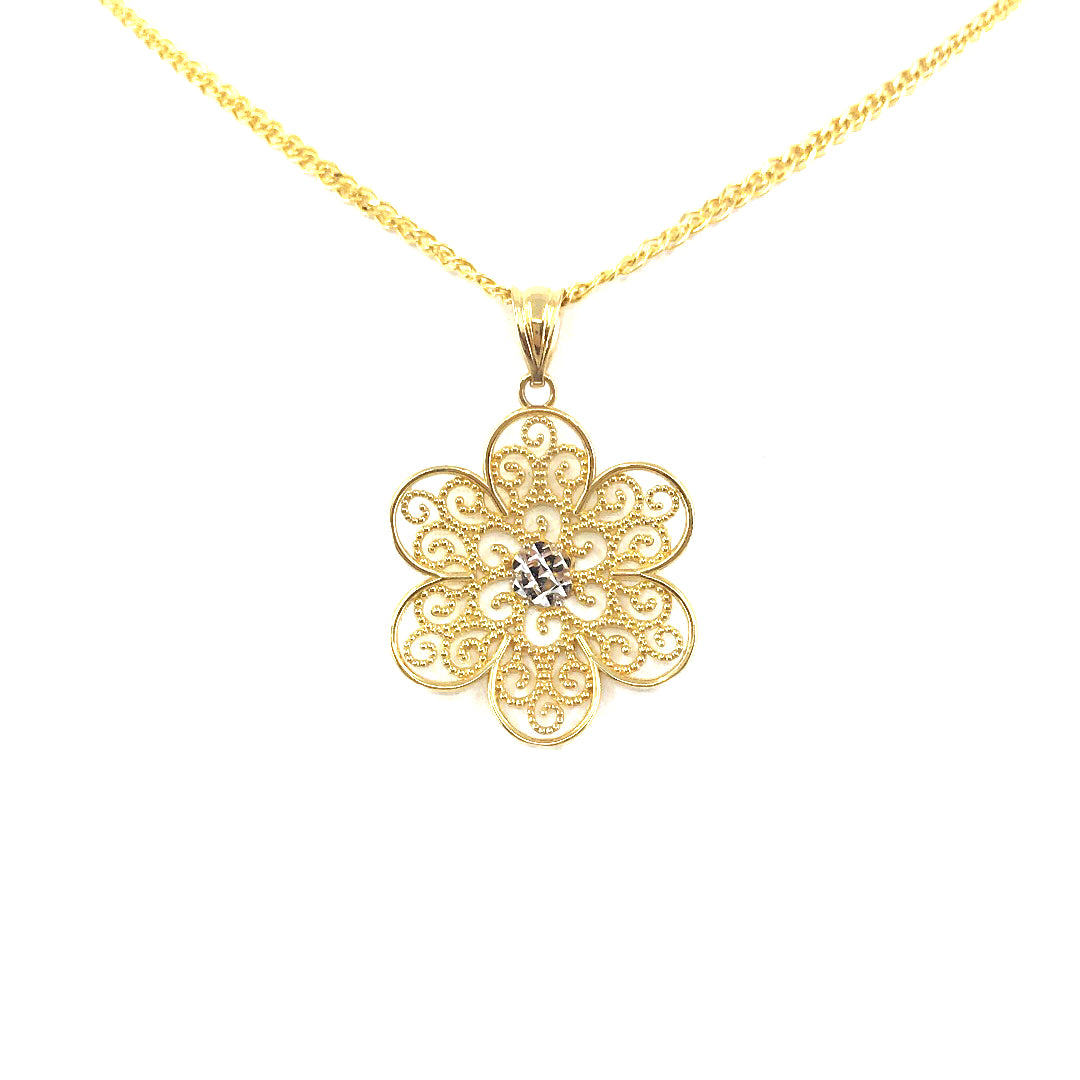 14K Gold Flower Pendant - HK Jewels