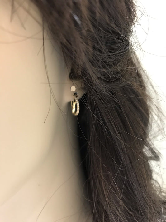 14k Double Hoop Earring With CZ Stones - HK Jewels