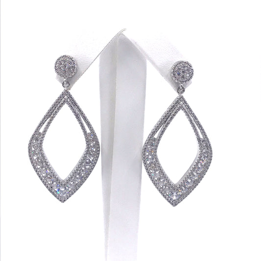 Sterling Silver Diamond-Shape Earrings - HK Jewels