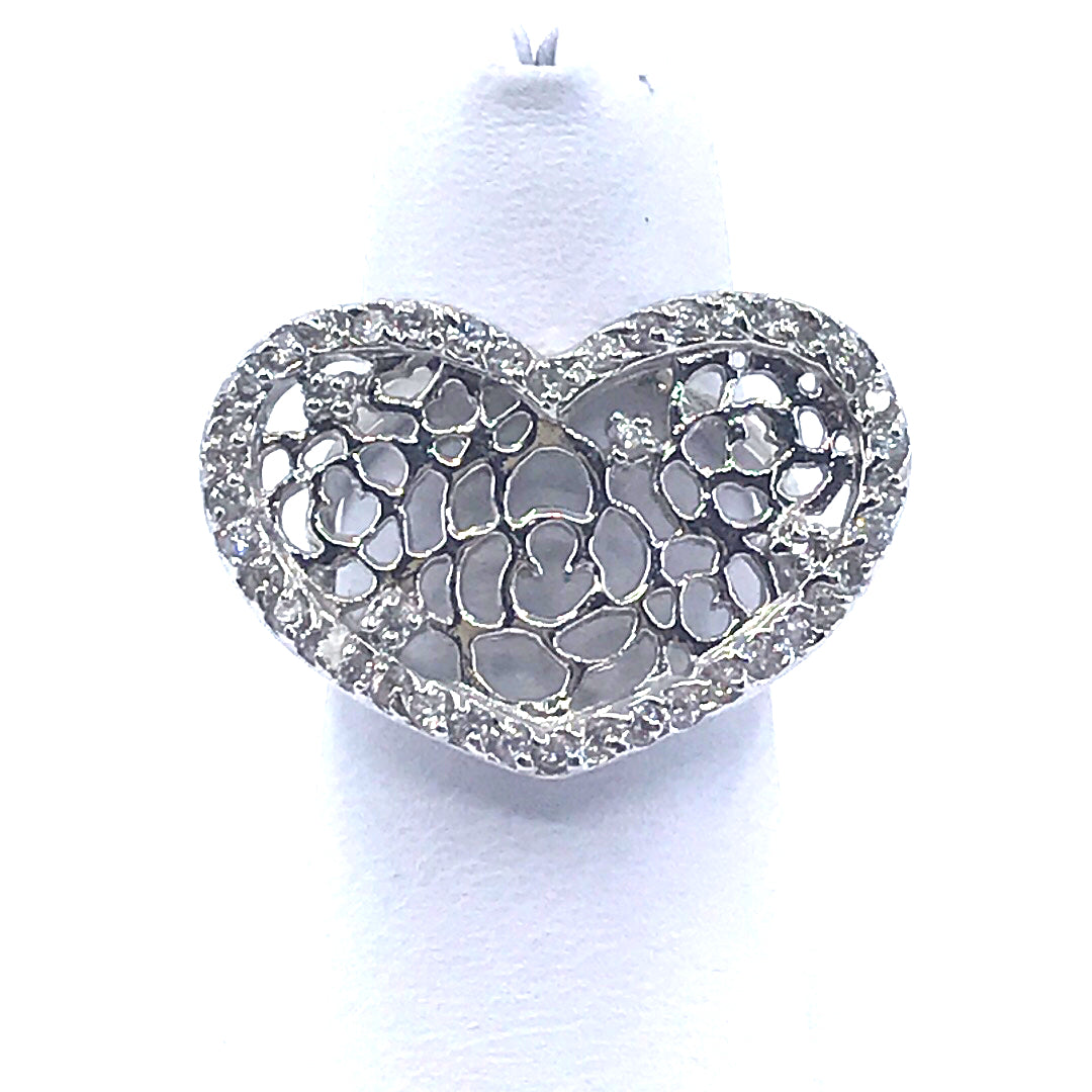 Sterling Silver Micro Pave Heart Ring - HK Jewels