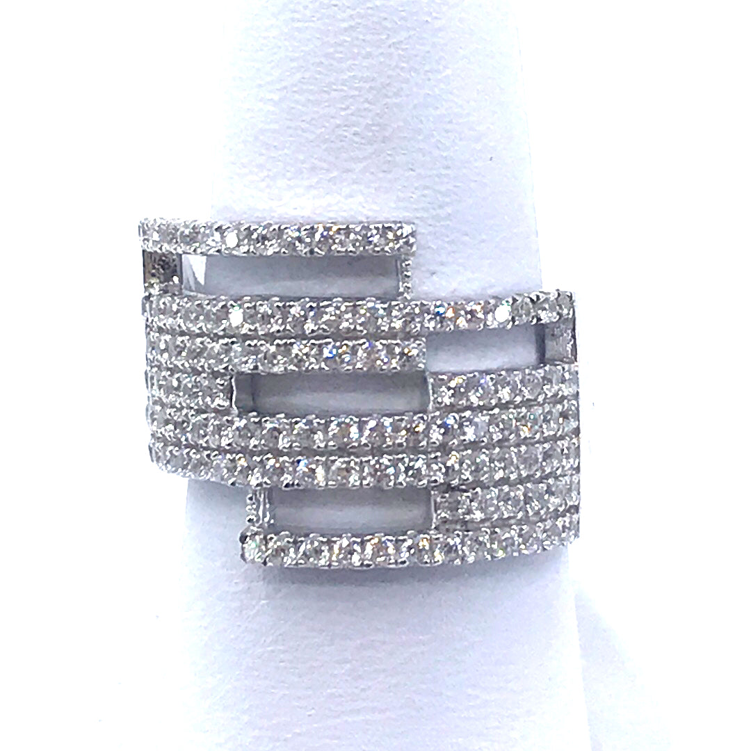 Sterling Silver Geometric Ring - HK Jewels