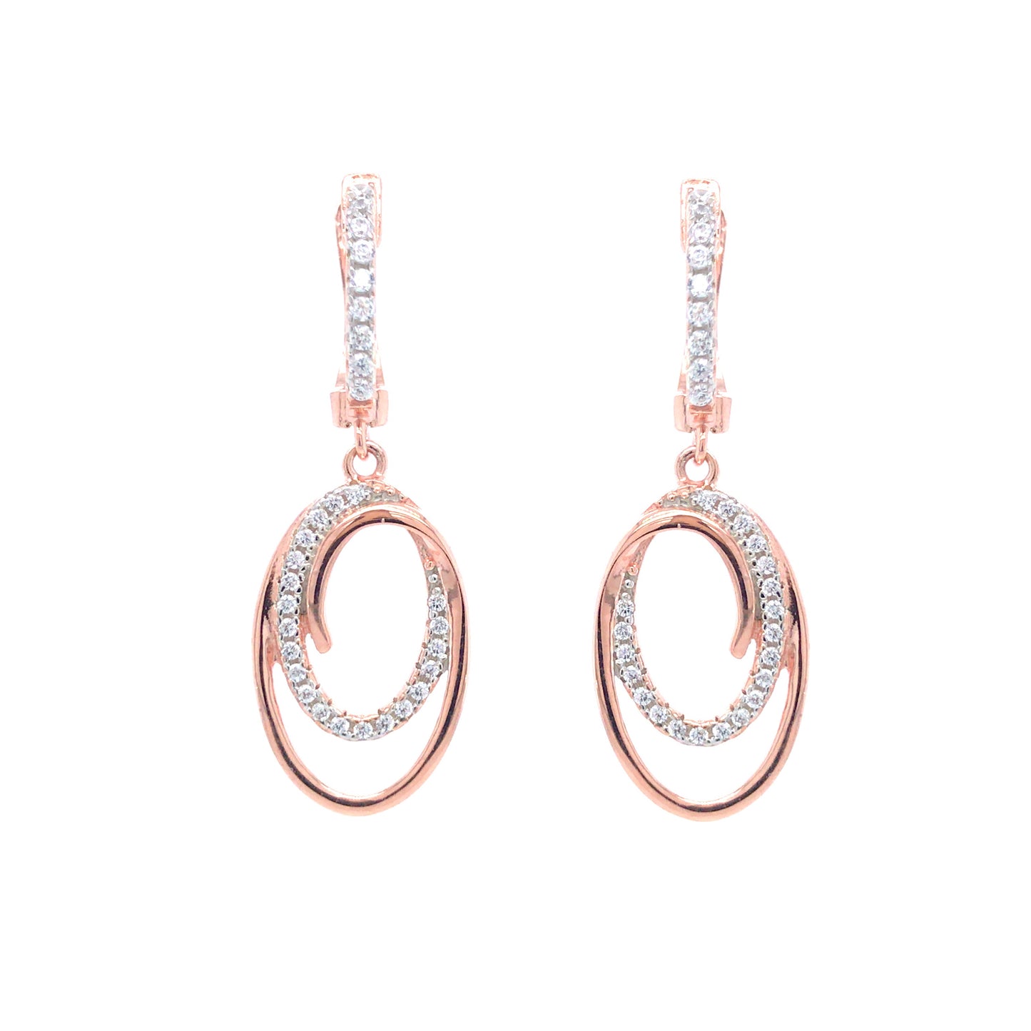 Rose Gold Plated Sterling Silver Oval Earrings - HK Jewels