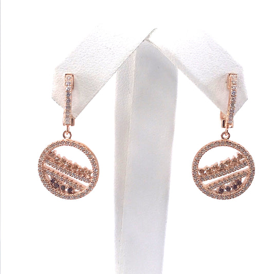 Rose Gold Plated Sterling Silver Circle Earrings - HK Jewels