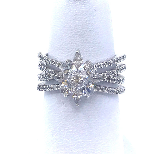 Sterling Silver Flower Ring - HK Jewels