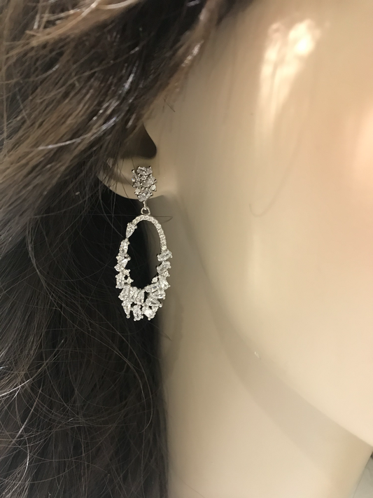 Sterling Silver Gold Plated Oval Cz Earrings - HK Jewels