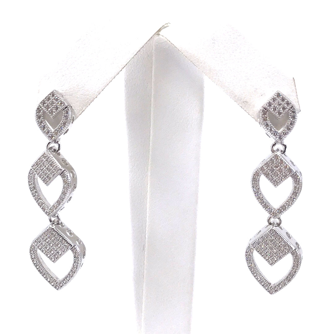 Sterling Silver Marquis-Shaped Earrings - HK Jewels