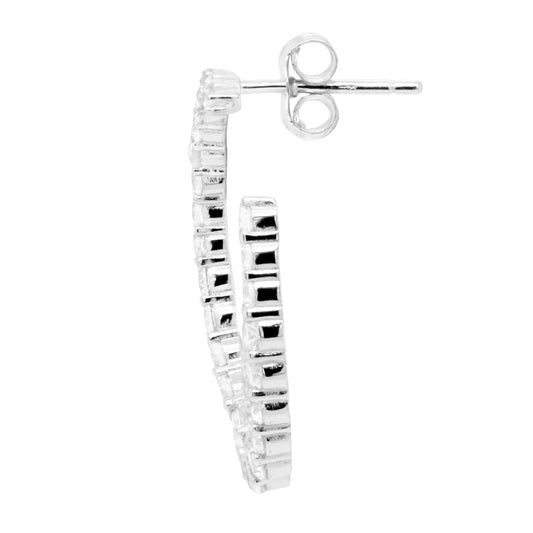 Rhodium Plated Sterling Silver, White Cz 25x25mm Round Earrings - HK Jewels