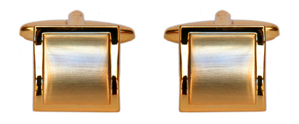Shiny Edge Brushed Gold Plated Square Curved Cufflinks - HK Jewels