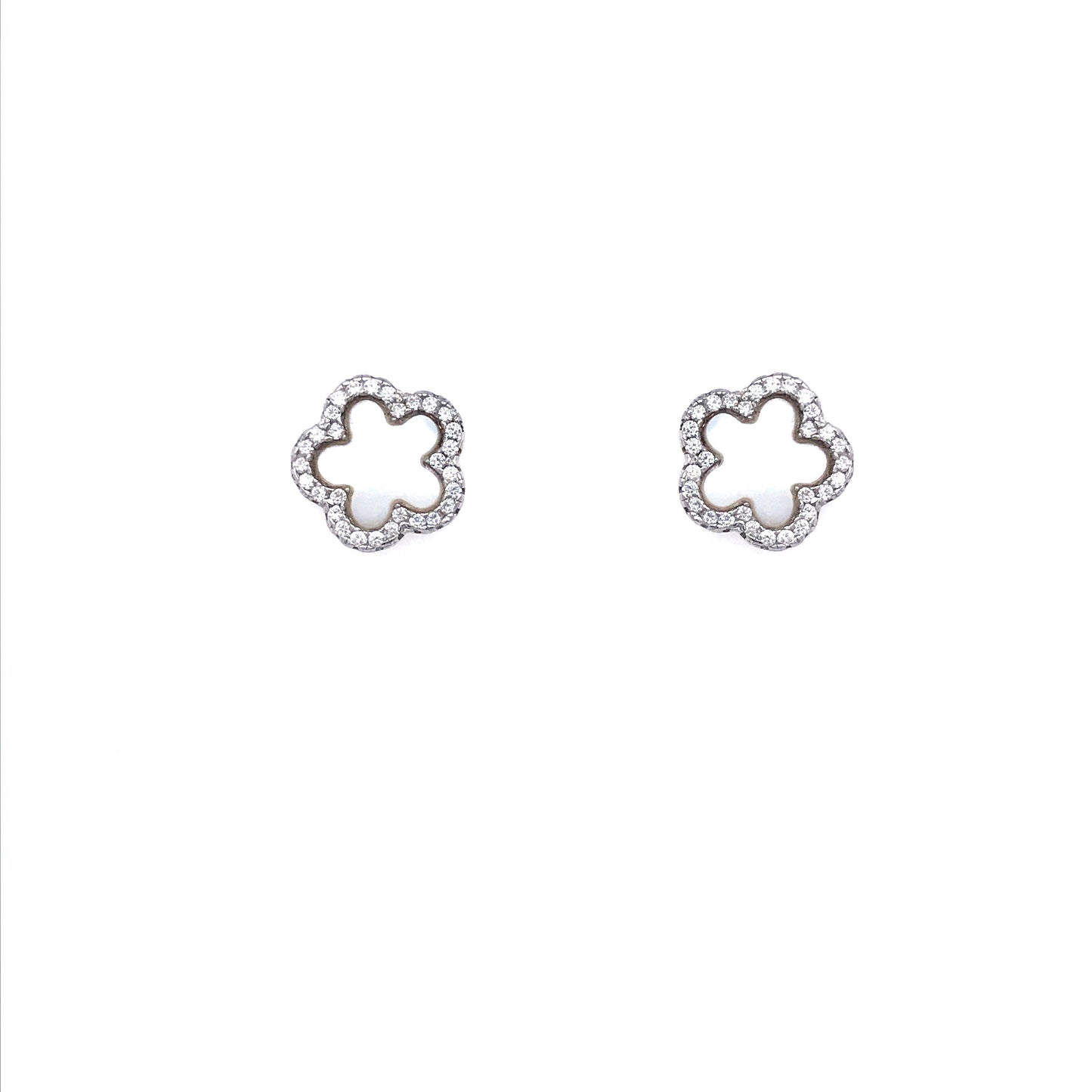 Sterling Silver Flower Stud Earrings - HK Jewels