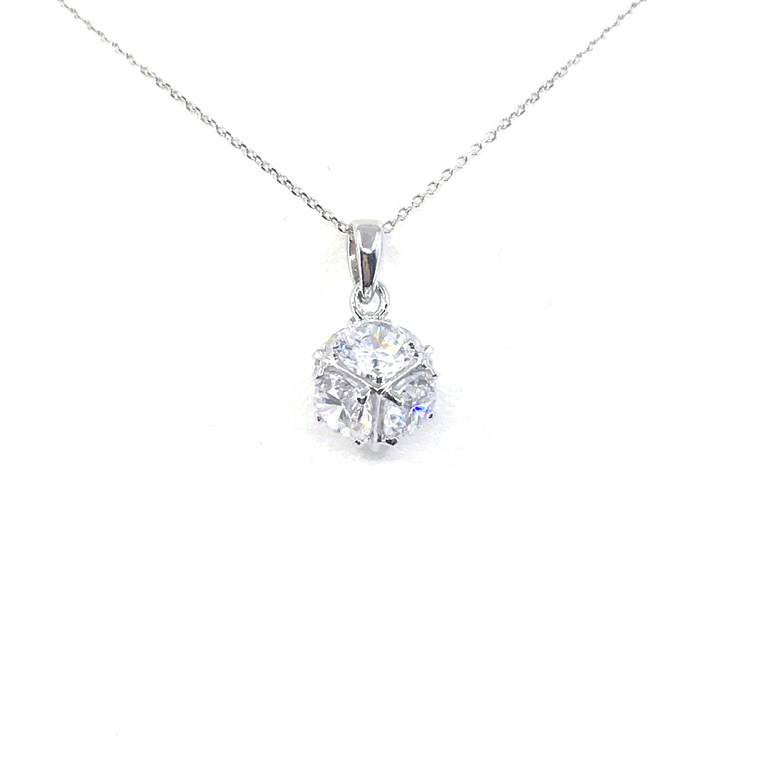 Sterling Silver CZ Ball Pendant - HK Jewels